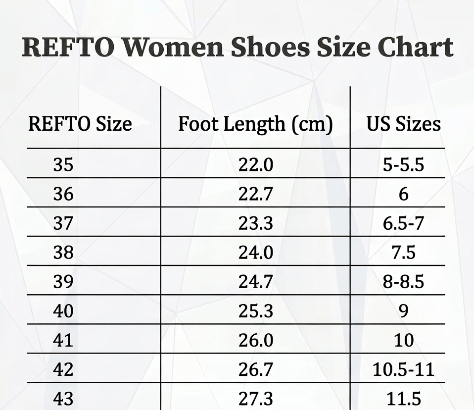 Shoes Size chart of Refto