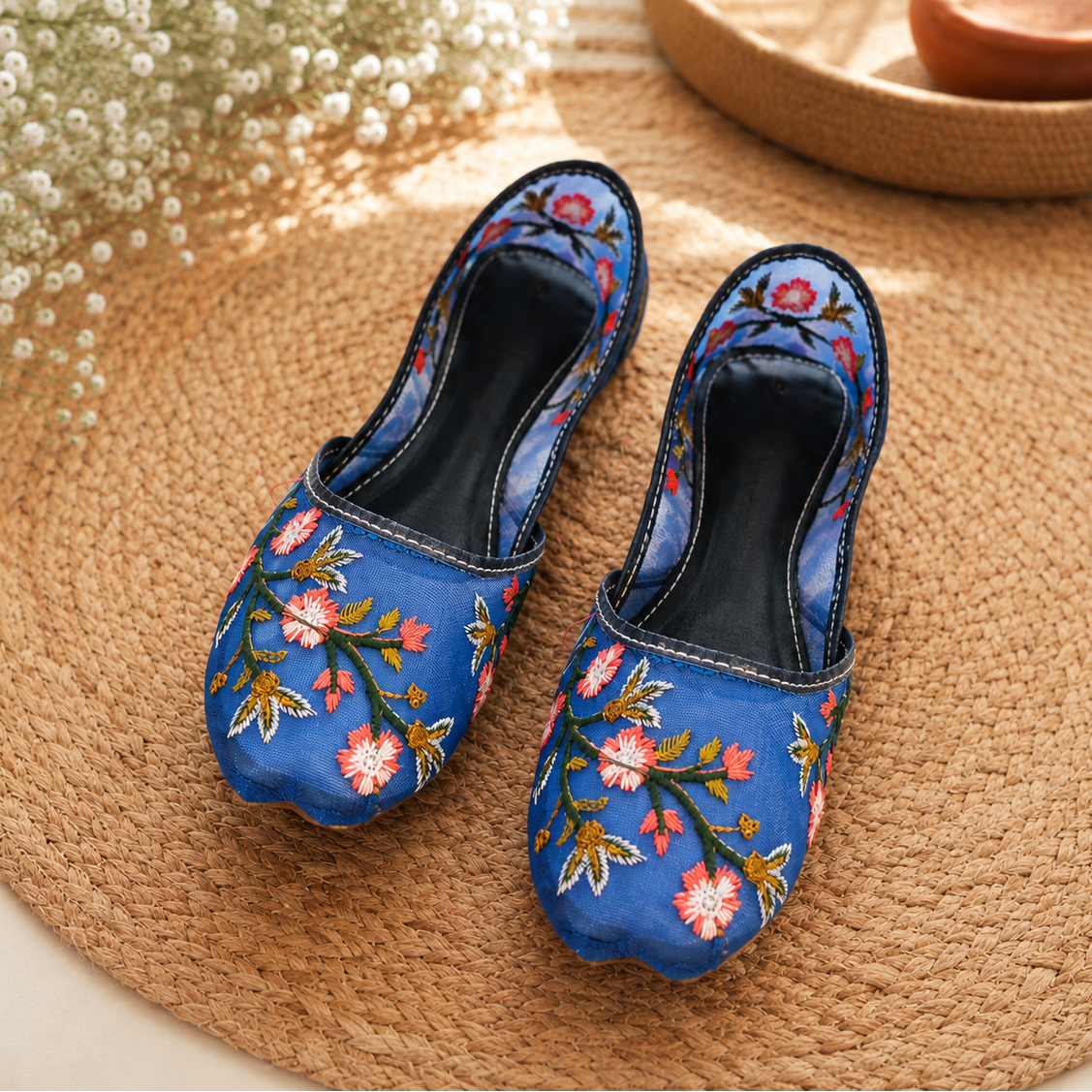 Premium Handcrafted Blue Khussa on Refto online store
