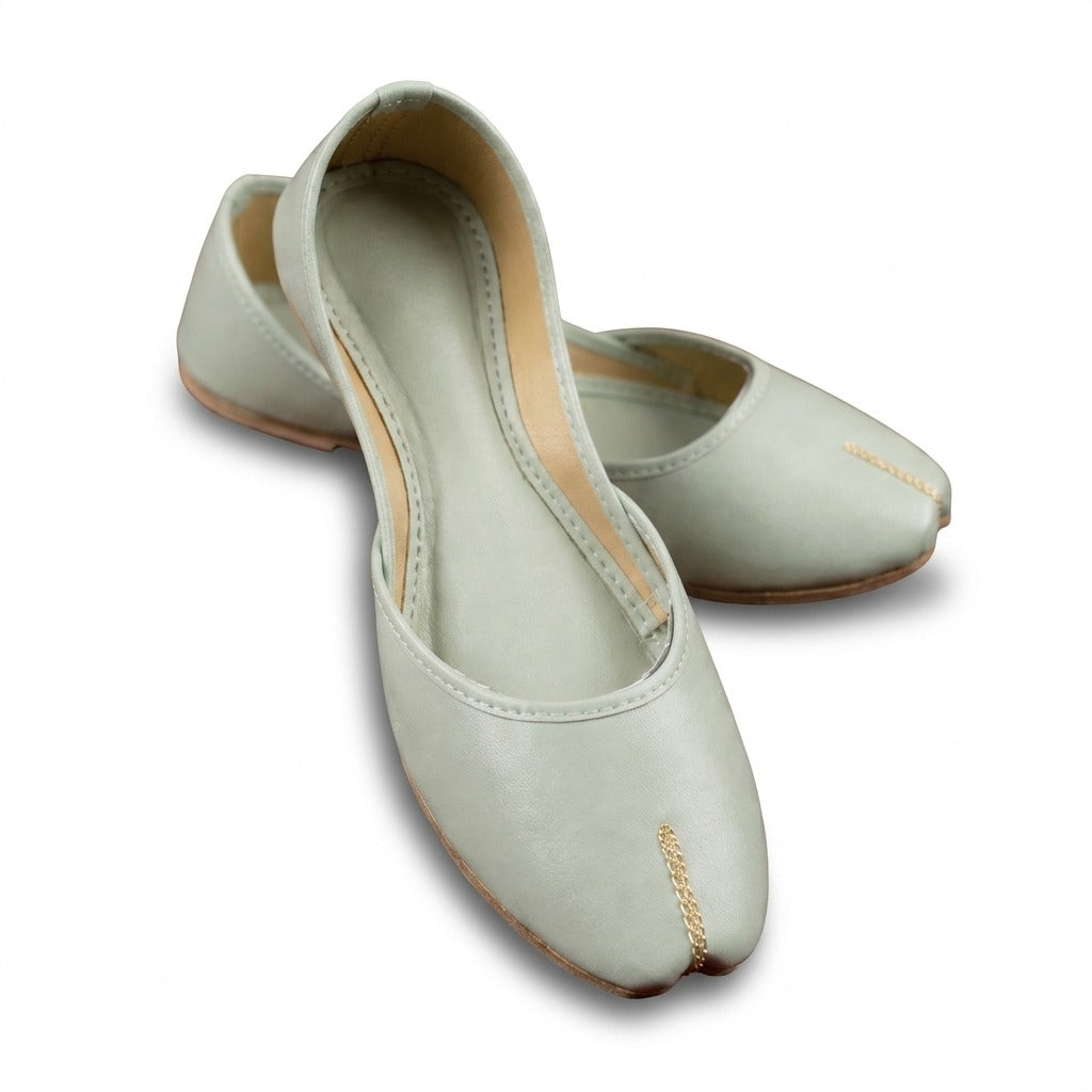 Mint Green Khussa for Girls – Soft Leather